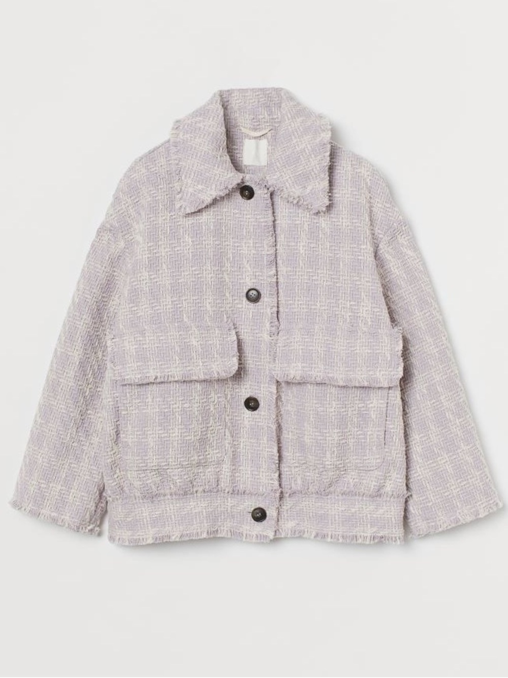 H&M Tweed Textured Woven Lavender Lilac Ivory Purple Jacket Size Medium